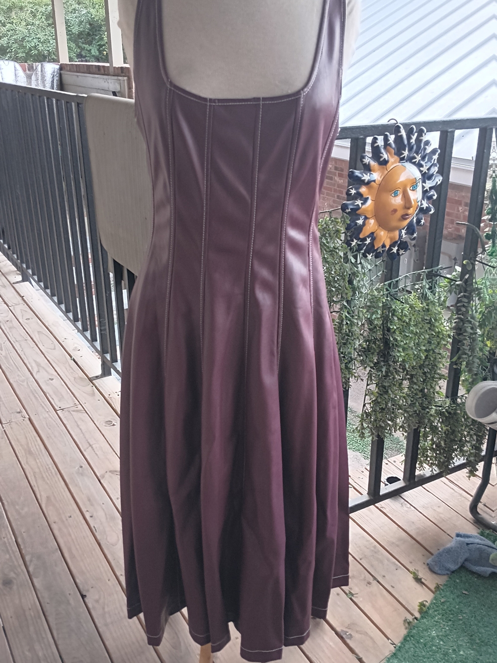 STAUD S12 Vegan Leather Midi Dress